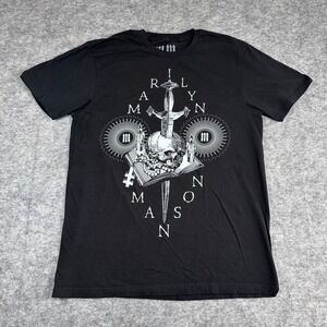 Marilyn Manson T-Shirt Mens MD Black Excellent 2025 European Tour Band Tee Skull